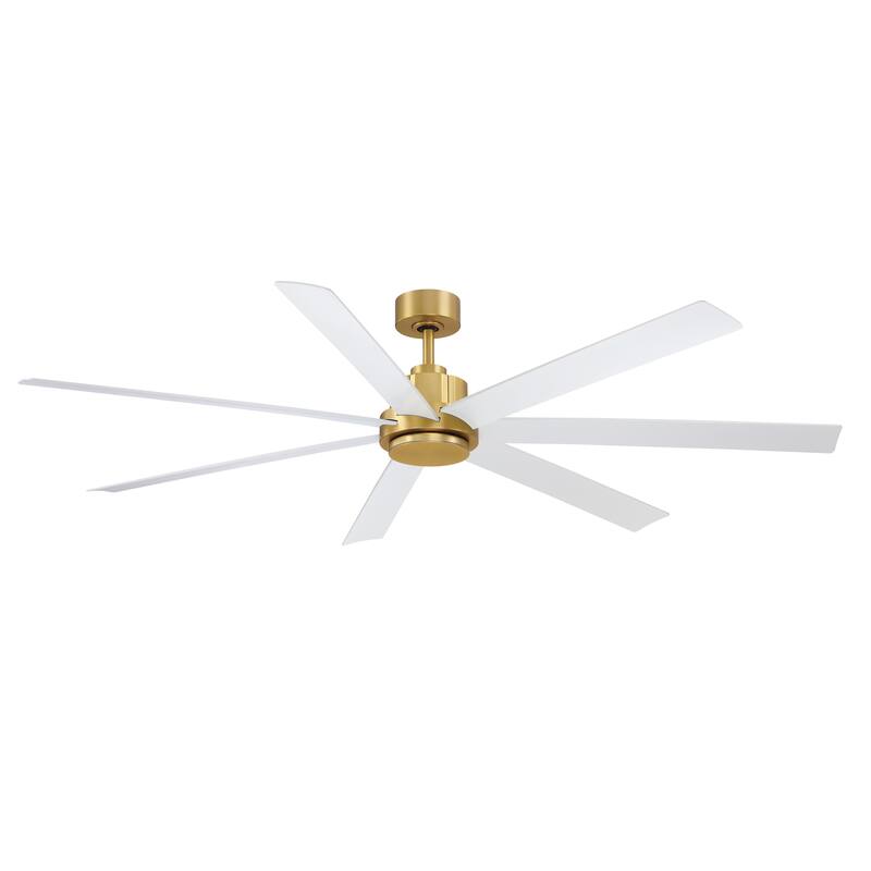 Pendry 72 inch Indoor/Outdoor Ceiling Fan with Matte White Blades - Brushed Satin Brass