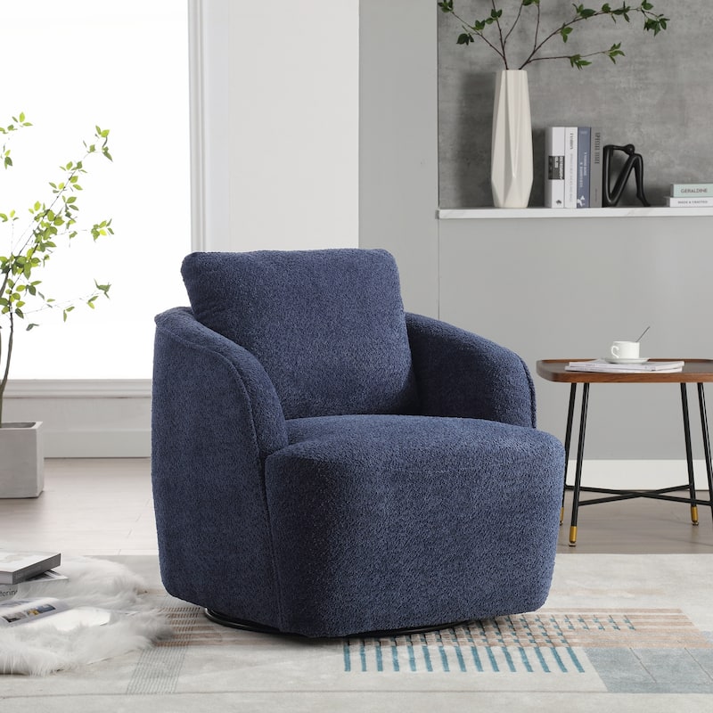Upholstered Swivel Accent Barrel Chair and Comfy Round Accent Single Sofa Chair