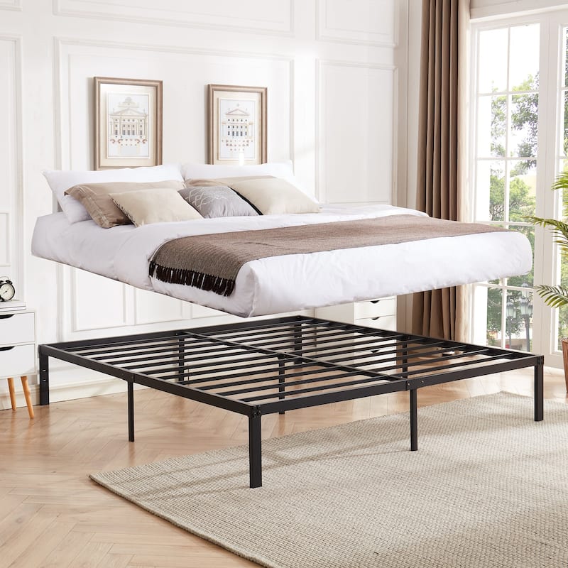 VECELO Kids Bed Frames Queen Size Metal Bed Frames Mattress Foundation(Twin/Full/Queen/King 4 Options)