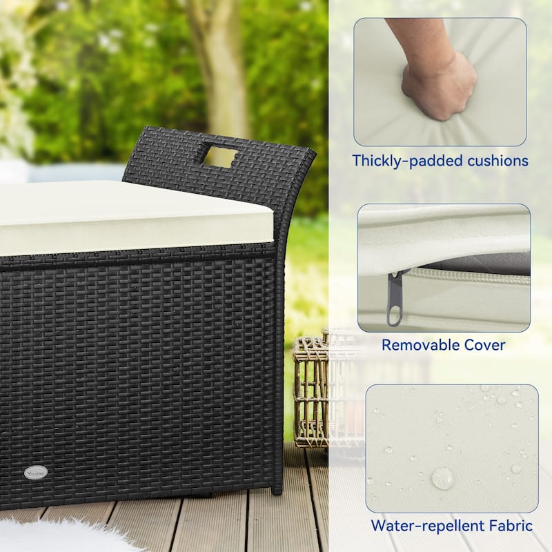 90 Gallon Outdoor Wicker Deck Box - N/A