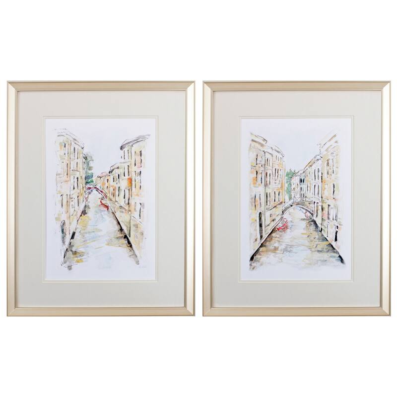 HomeRoots Set of Two Brown Streets of Venice Framed Art
