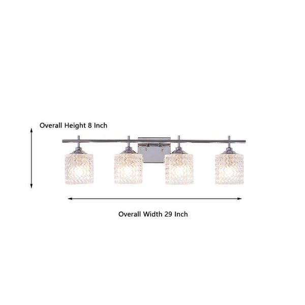 dimension image slide 2 of 3, Frenia 4-light Modern Dimmable Bathroom Vanity Light with Art Glass