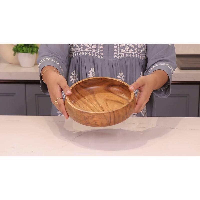 wooden bowls for food Set of 4 individual acacia wood bowls 8 x 2 inches (25 oz) Enjoy your salad, pasta, rice, acai