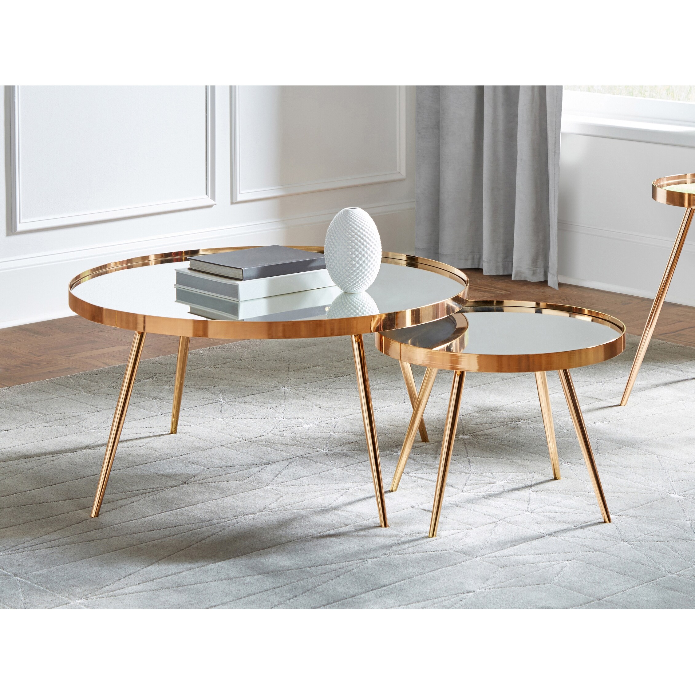 Sophia Gold 2-piece Mirror Top Nesting Coffee Table - Overstock - 33351991