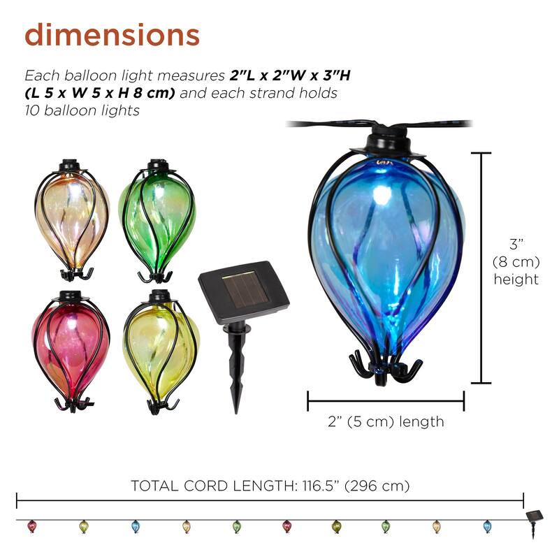 Solar Colorful Air Balloons String Lights with Cool White LED