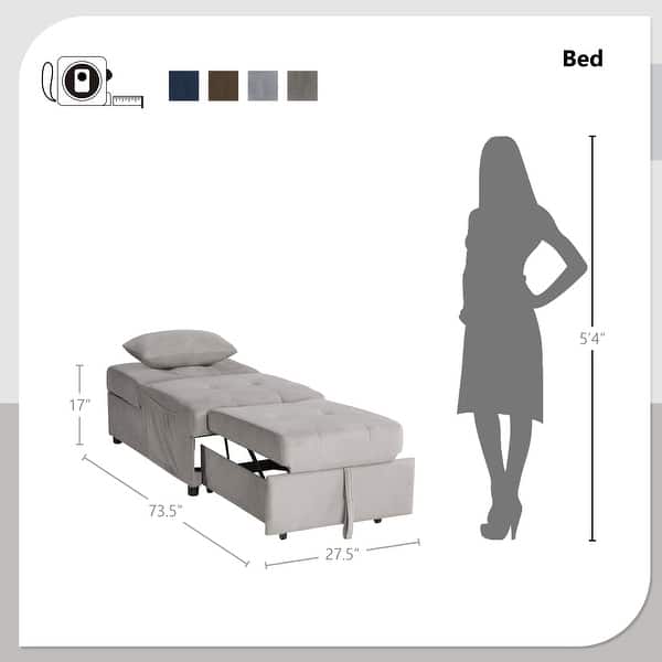 dimension image slide 2 of 3, Daria 4-in-1 Convertible Futon Lounge Chair