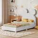 preview thumbnail 17 of 30, Twin Size Animals Theme Kids Bed Velvet Upholstered Platform Bed Beige - Twin