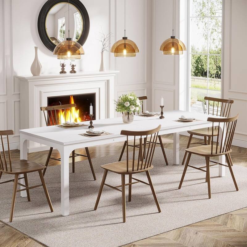 78.7" Rectangle Wood Dining Table, Long Kitchen Table for Living/Dining Room - White - 1PCS