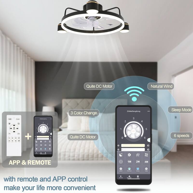 Curve Curio 3 Color Tone and 6 Fan Speed Ceiling Fan, App Control and Remote Control for Bedroom, Living Room and Dining Area