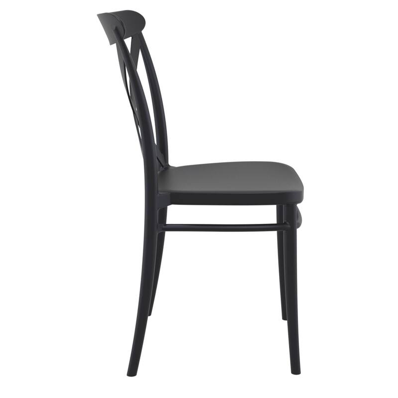 34.25" Black Patio Cross Armless Dining Chair