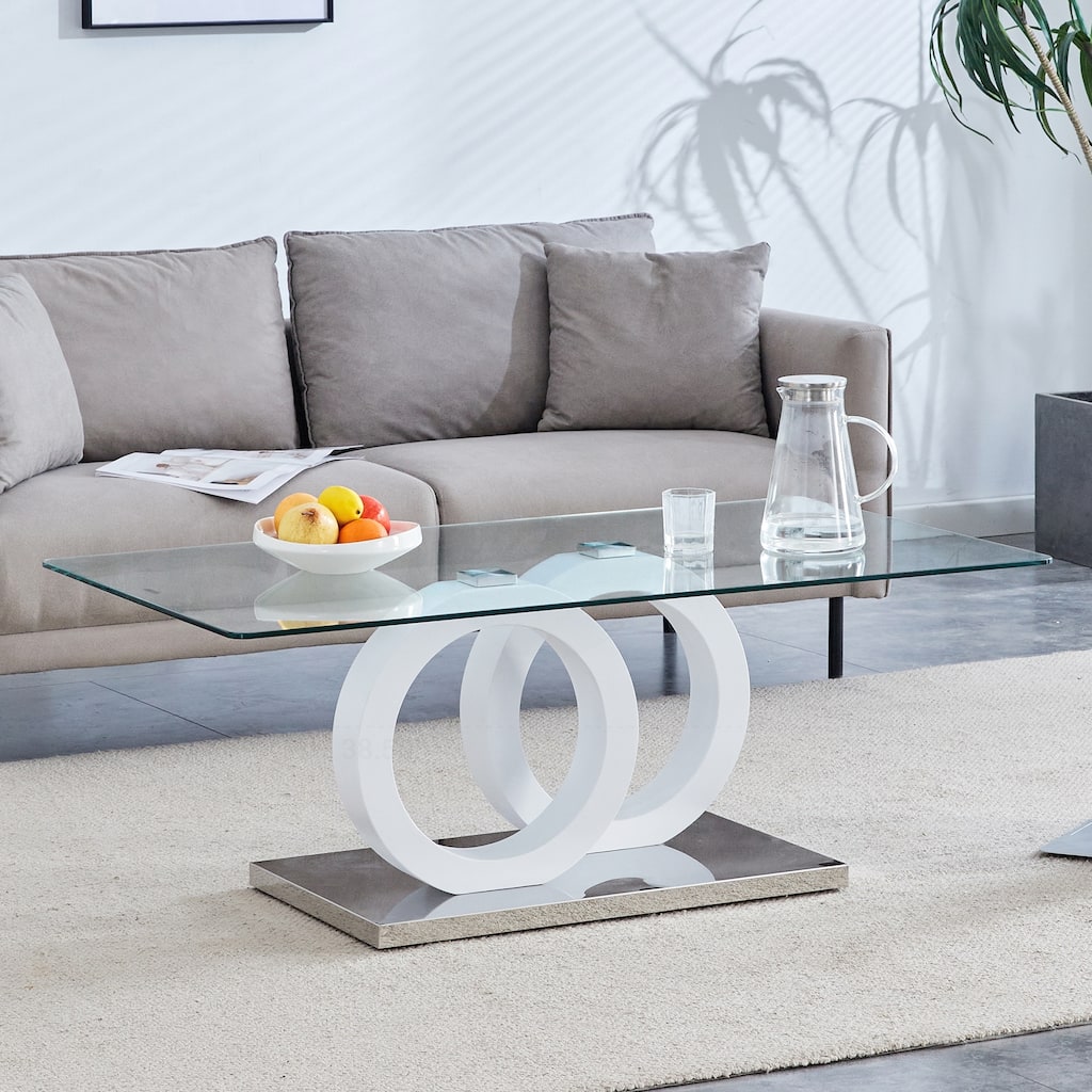 Stylish MDF Coffee Table with Glass Top for Versatile Living Spaces