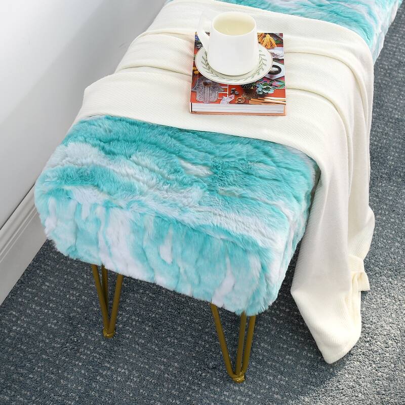 Home Soft Things Soft Fauxfur Ottoman Fuzzy Entryway Bench Seat