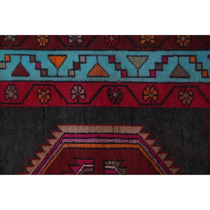 Hand Knotted Oriental 100% Wool Carpet Traditional Geometric Greys & Charcoal Ardebil Runner Rug - 13' 5'' X 3' 8''