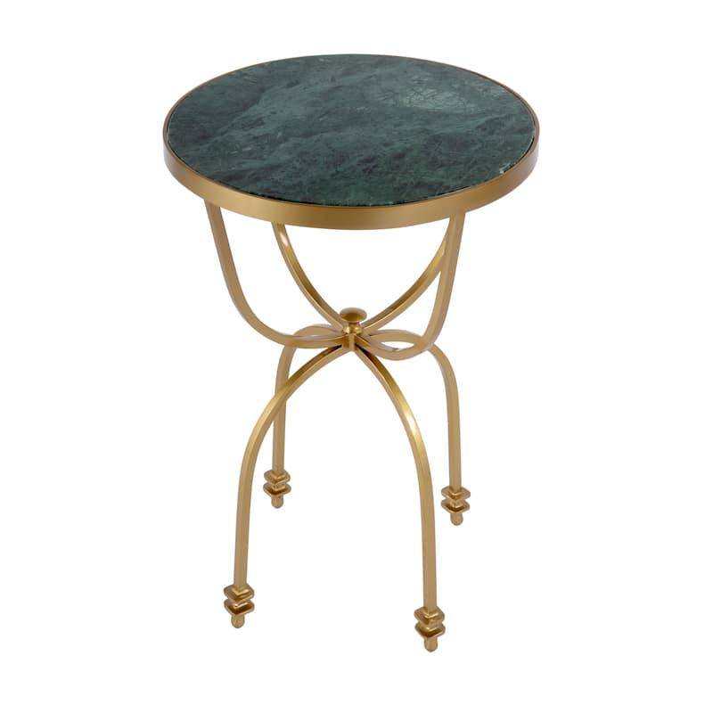 Hager 16 in. W Round Marble & Metal Side Table