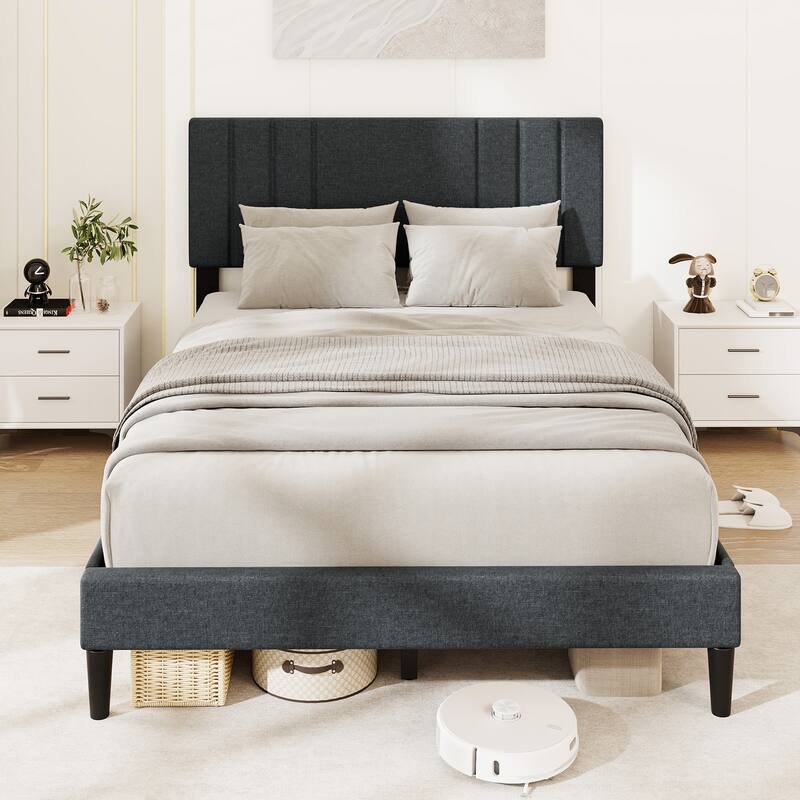 Gymax Twin / Full / Queen Size Bed Frame w/ Vertical Channel Tufted