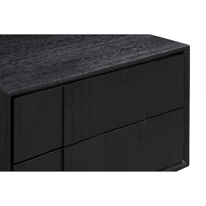 Carnaby 2 Drawer Nightstand in Black Brushed Oak Wood and Bronze