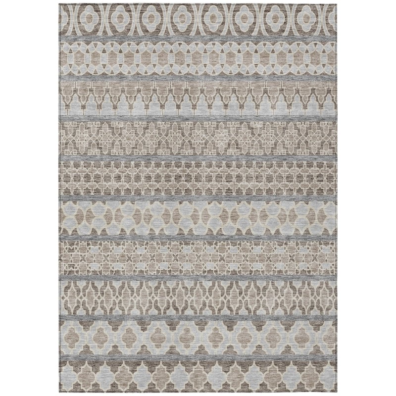 Machine Washable Indoor/ Outdoor Chantille Stripe Boho Rug