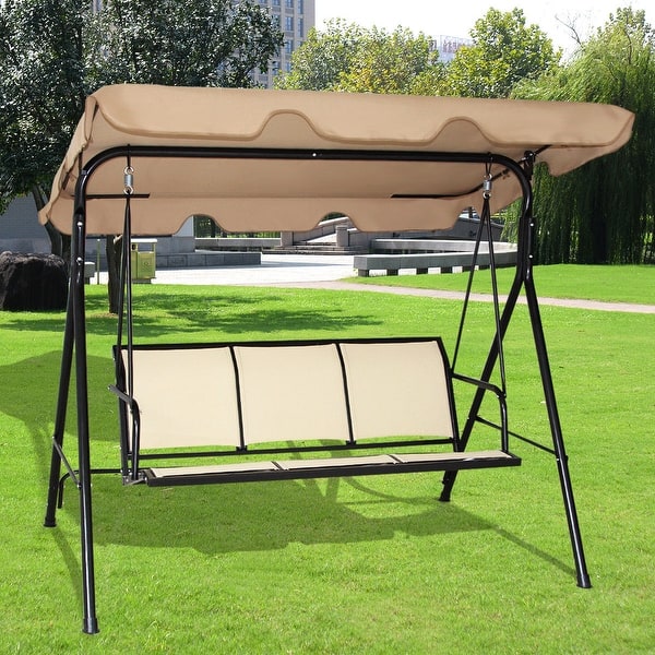 Shop Costway 3 Person Outdoor Patio Swing Canopy Awning Yard