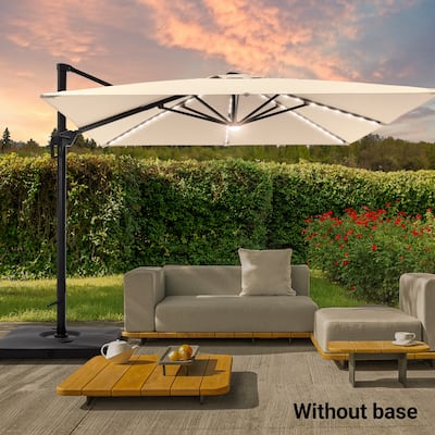 BONOSUKI 10x10FT LED Cantilever Patio Umbrella Angle Adjustment