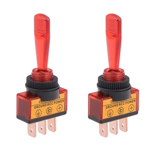 uxcell® 5Pcs Latching Rocker Toggle Switch 6A125VAC/2A250VAC 12P ON-ON MTS-402 Red