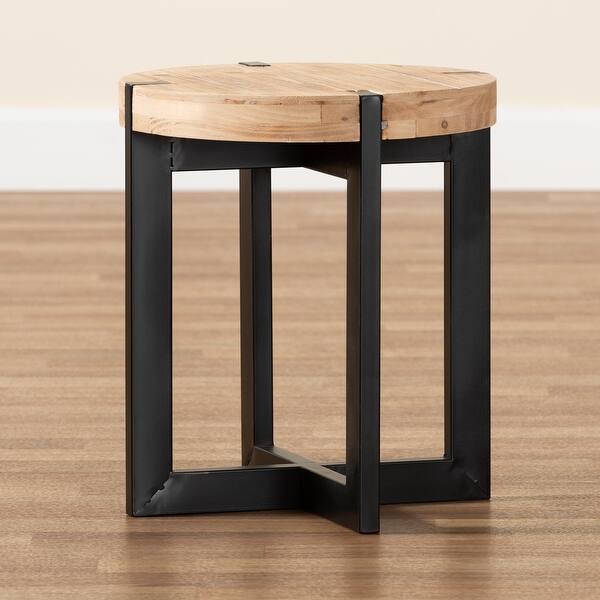 Horace Natural Brown Finished Wood And Black Finished Metal End Table On Sale Overstock 32760447