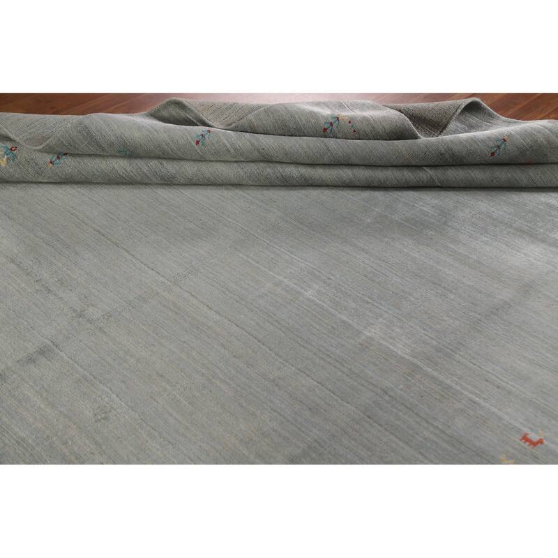 Gabbeh Indian Area Rug Hand-Knotted Beige Wool Carpet - 8'1"x 9'10"
