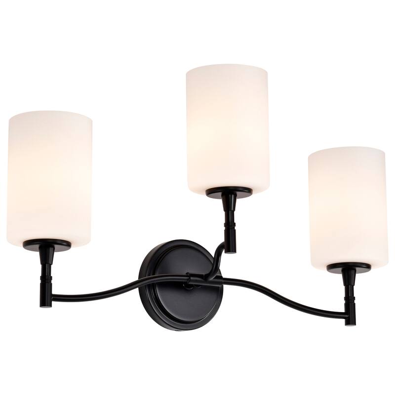 Liam 3 Light Vanity Matte Black White Opal Glass - Matte Black