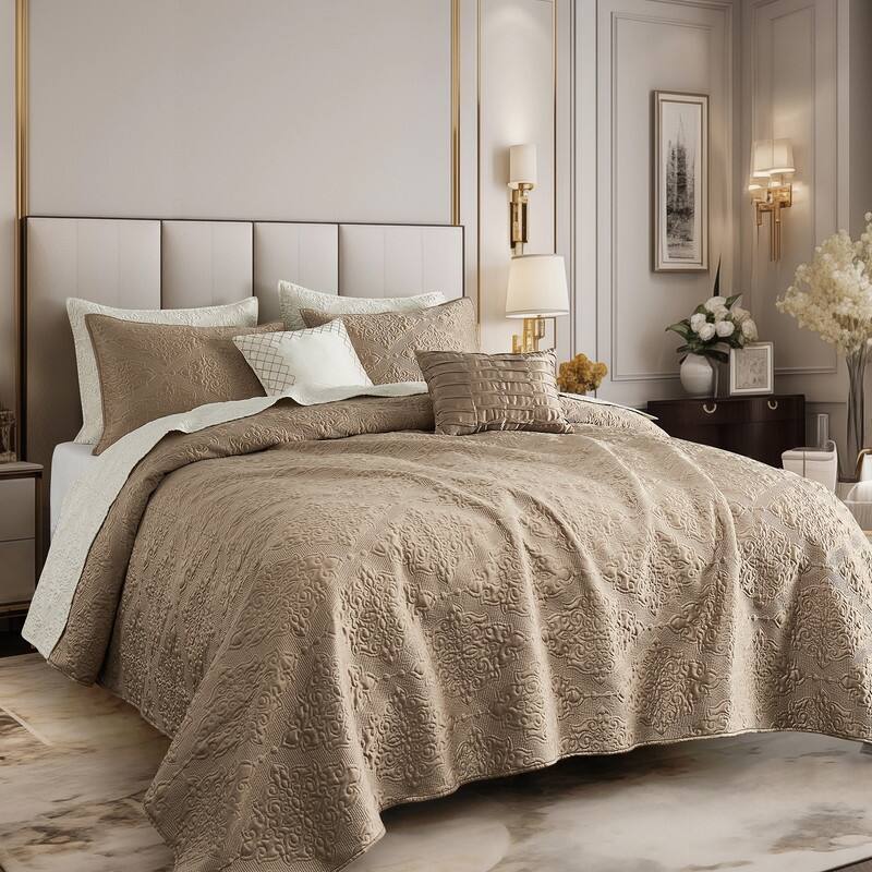 Wonderful Satin Quilt Set Cooling 5-Piece Bedding Set for Summer