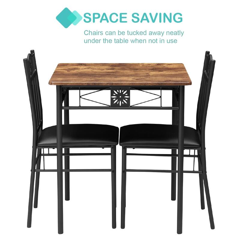Javlergo 3-Piece Dining Set with Wooden Table and 2 Chairs for Kitchen Dining Room