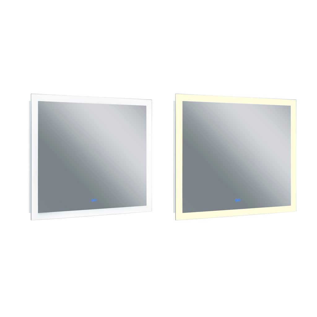 36" x 40" Abigail Matte White Rectangle LED Wall Mirror