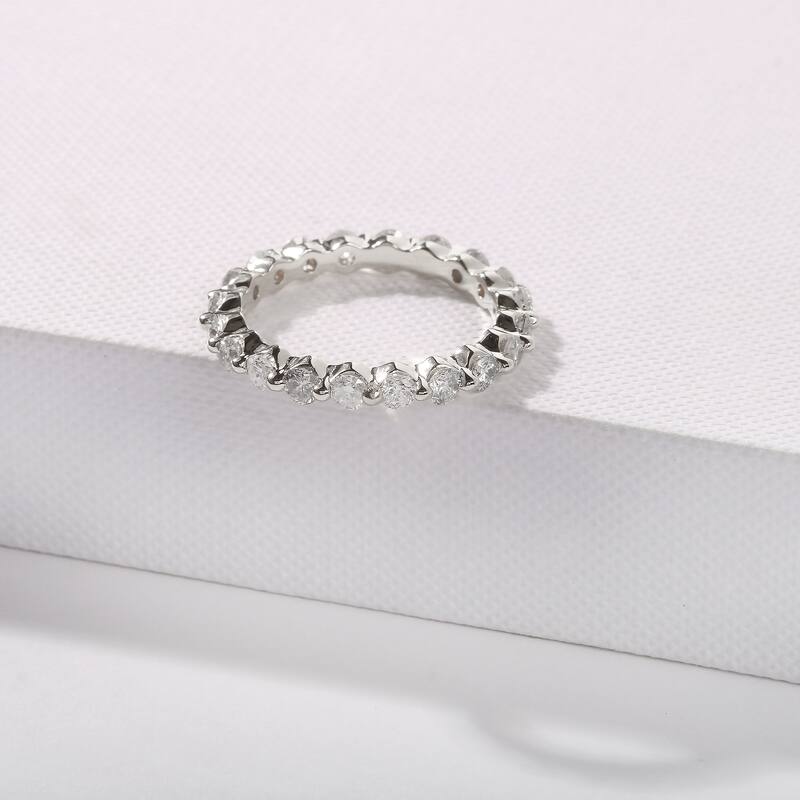 IGI Certified 1 1/2ct TDW Diamond Eternity Wedding Band in 14K Gold for Women - 9 - White