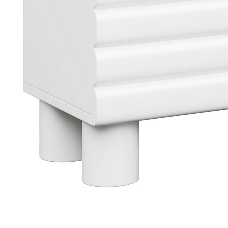 Cream Style TV Stand with Thick Wavy Doors, for TVs Up to 75" - 70.8" W × 14.9" D × 22.8" H