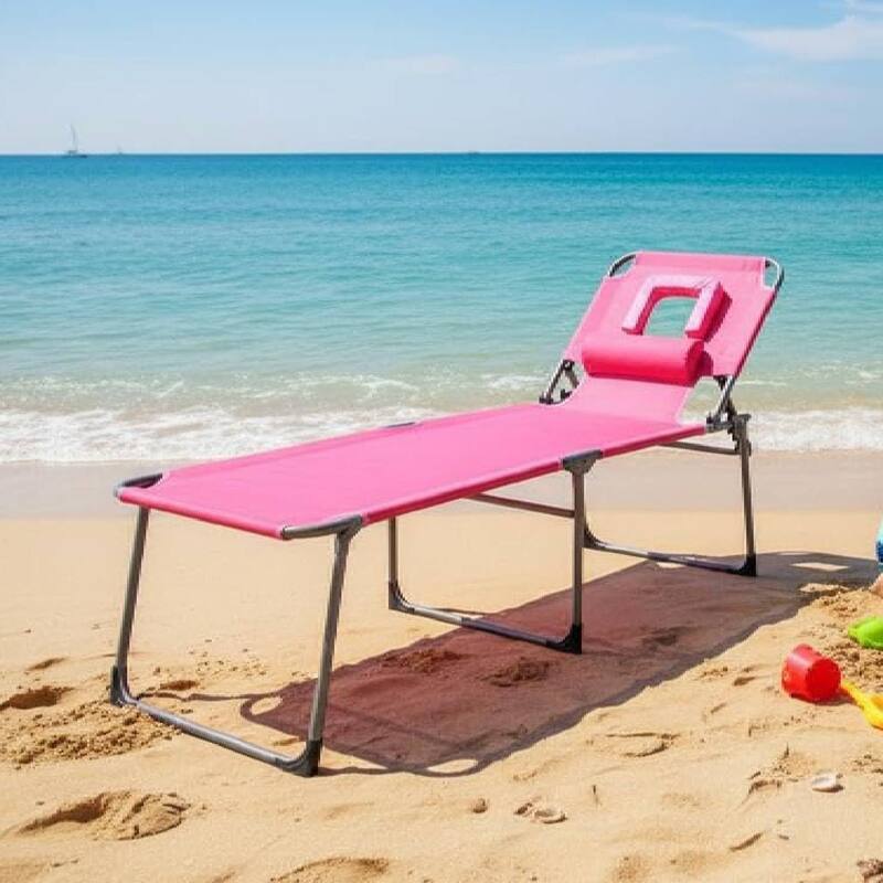 Tanning Chair with Face Hole, Folding Beach Lounge Chair for Outdoor Backyard Poolside,Beach, Patio