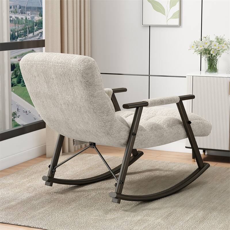 Folding Rocking Upholstered Chair with Adjustable Back and Footrest