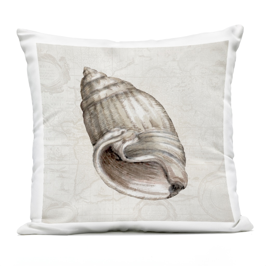 Stupell Seashell over Vintage Map Printed Outdoor Throw Pillow Design by Conrad Knutsen