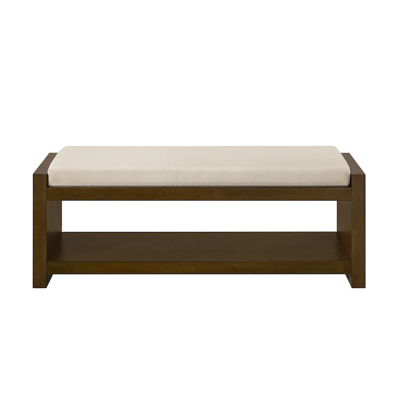 Farmhouse Storage Narrow Hallway Bench with Wood Legs