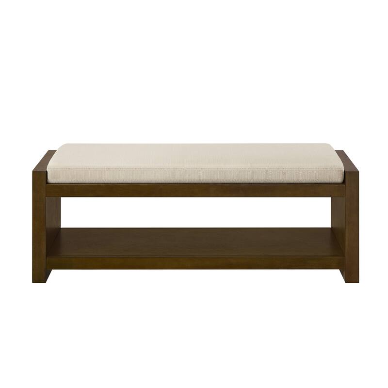 Homy Casa 47" / 40" Accent Bench with Storage, Padded Seating & Lower Shelf Shoe Rack