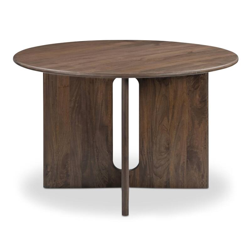 NADAAL STUDIOS Brelline, Round Dining Table With Cross Legs - 48"W x48"D x30"H - Dark Brown