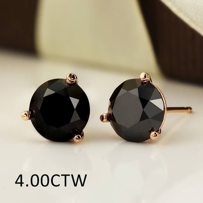 Auriya 1/2 to 4ctw Black Diamond Stud Earrings 14k Yellow Gold Martini-set