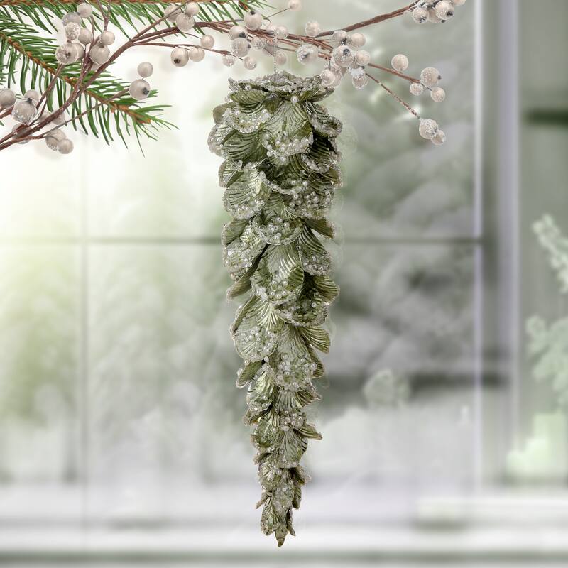 10" Jewel Petal Icicle Ornament - Green