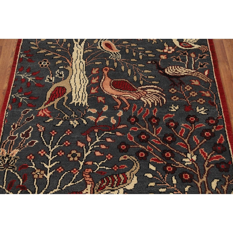 Animals Design Ziegler Oriental Rug Hand-Knotted Wool Carpet - 3'11" x 6'0"