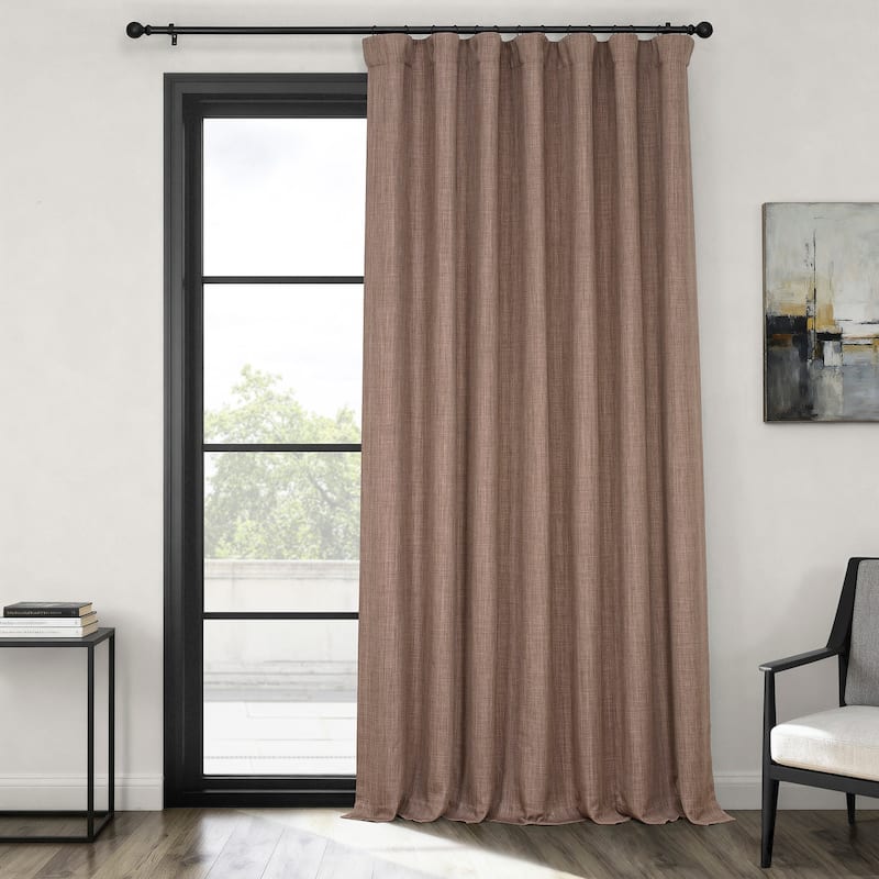 Exclusive Fabrics Textured Faux Linen Extra Wide Room Darkening Curtains for Bedroom & Living Room Curtains (1 Panel) - 100 X 84 - Dutch Cocoa