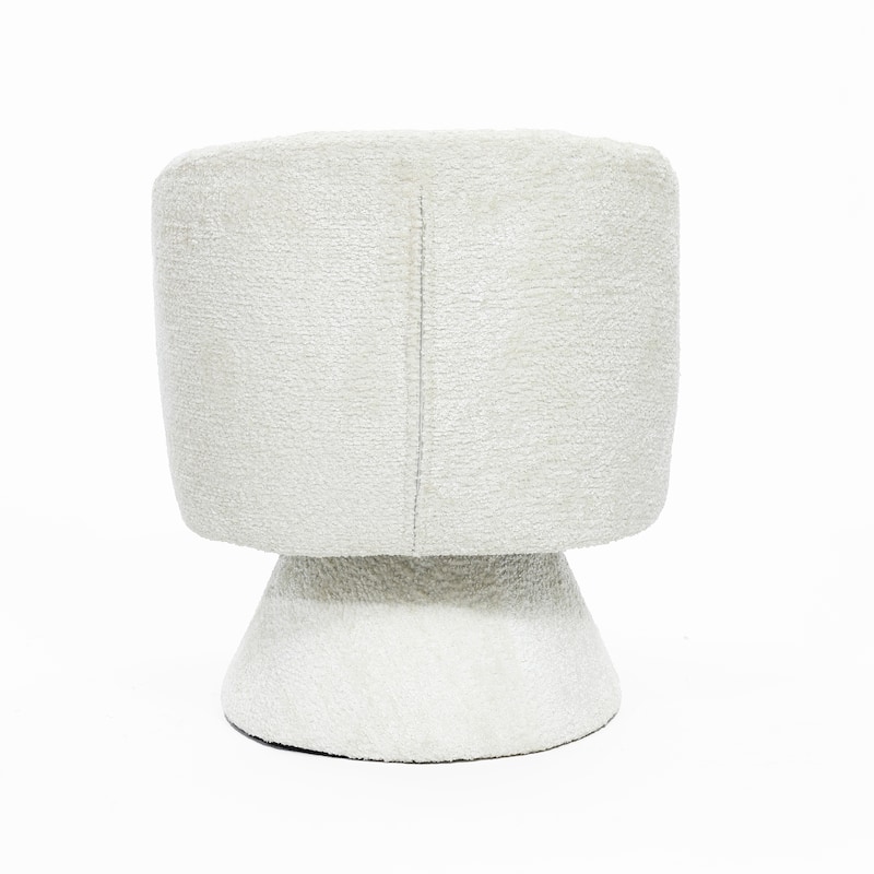 Upholstered Cream Cashmere Club Swivel Chair with Upholstered Cream Wood Base and Pillow - 29.92" H x 27.17" W x 25.59" D