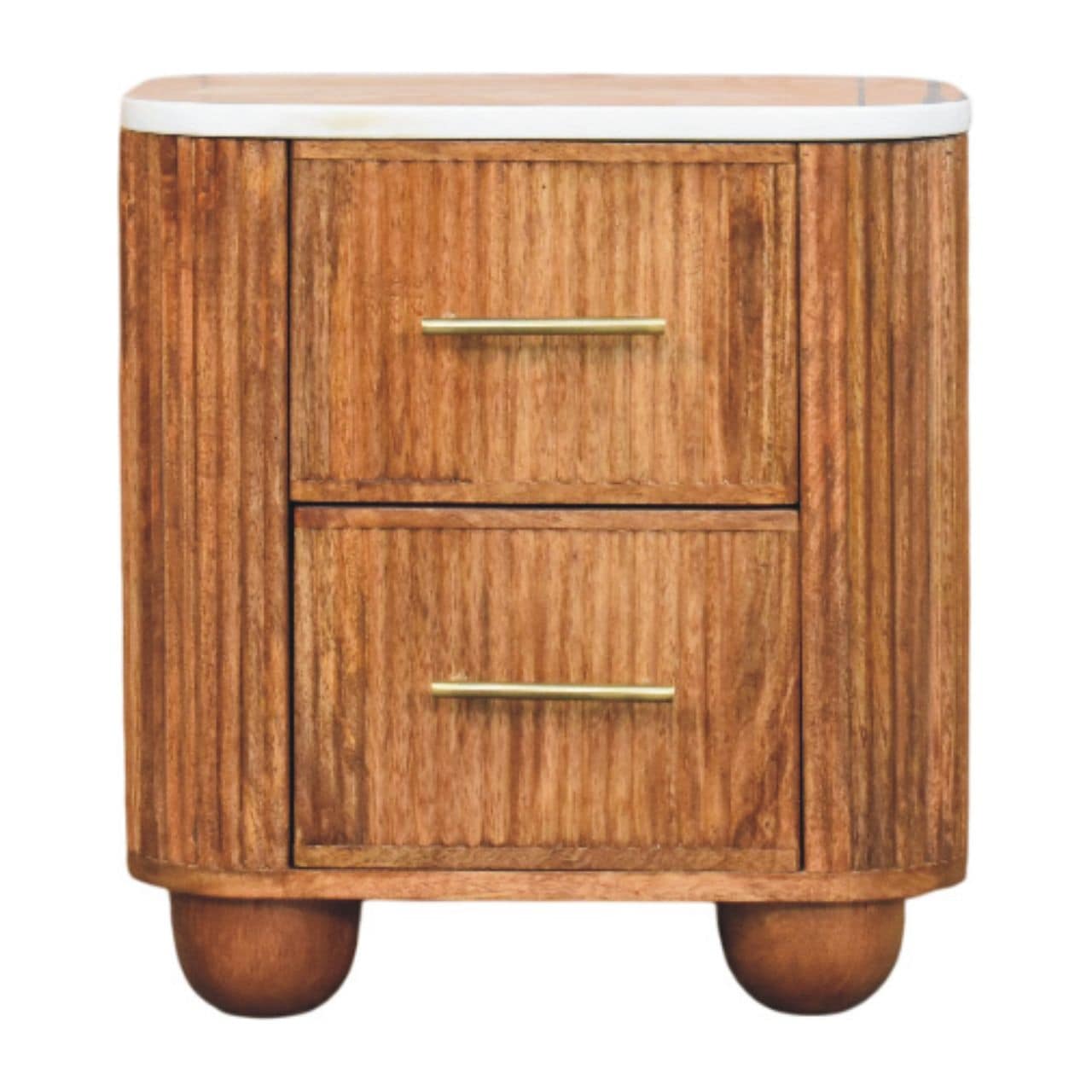 Artisan Furniture Solid Wood Aurora Marble Bedside, Brown