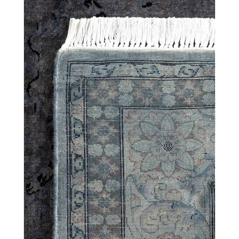 Overton Hand Knotted Wool Vintage Inspired Modern Contemporary Overdyed Gray Area Rug - 4' 1" x 6' 0"