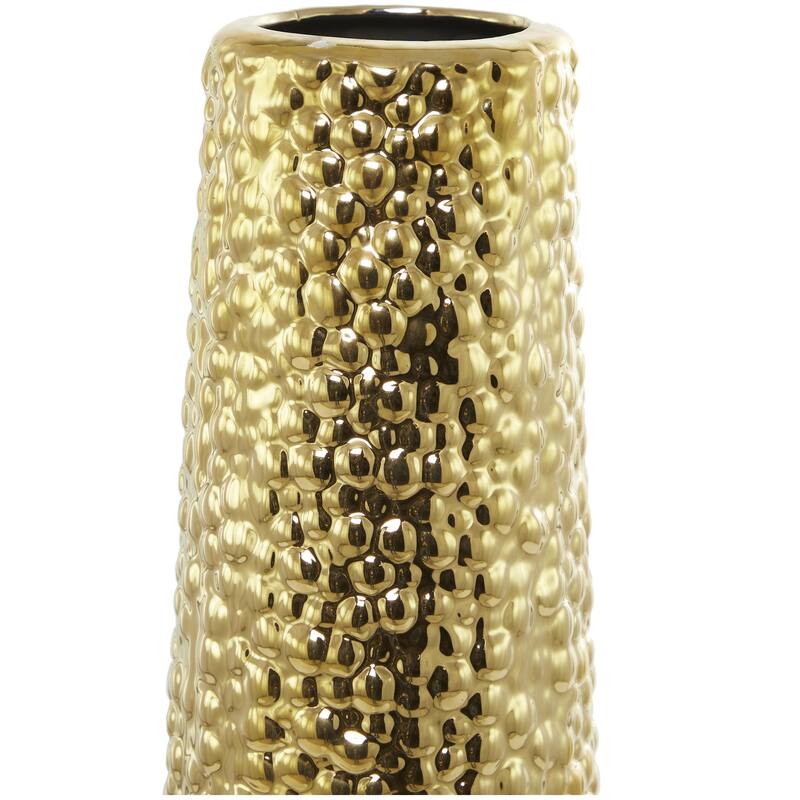Ceramic Tall Cone Decorative Vase with Bubble Texture - Silver, White, Black, Gold - Roche River Decor