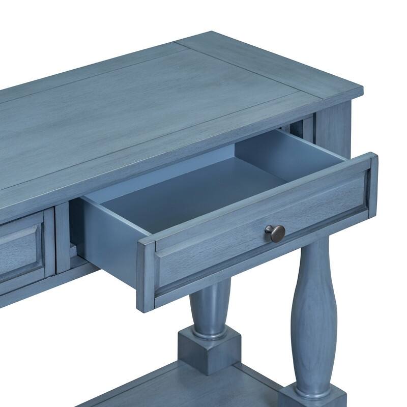 63"Long Console Table with 3 Drawers and Shelf for Entryway and Living Room in Mediterranean Design