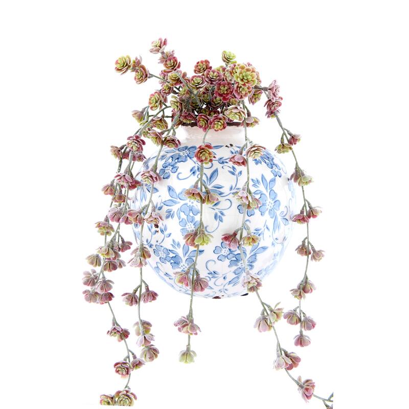 Decorative Terra-cotta Vase with Transferware Pattern