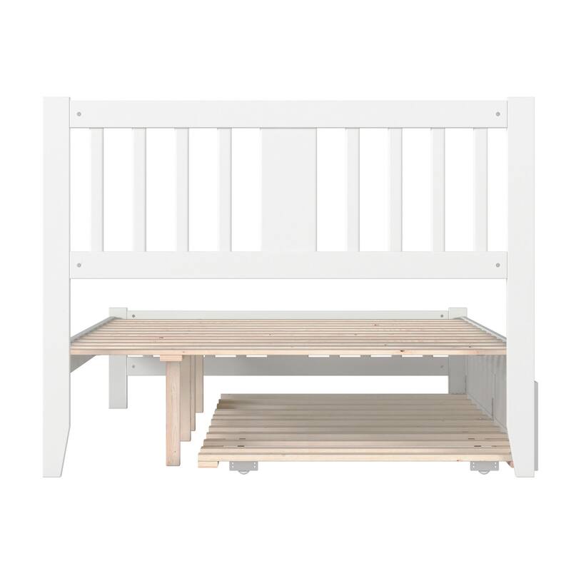 Tahoe Full Platform Bed with Matching Footboard & Twin Trundle in White