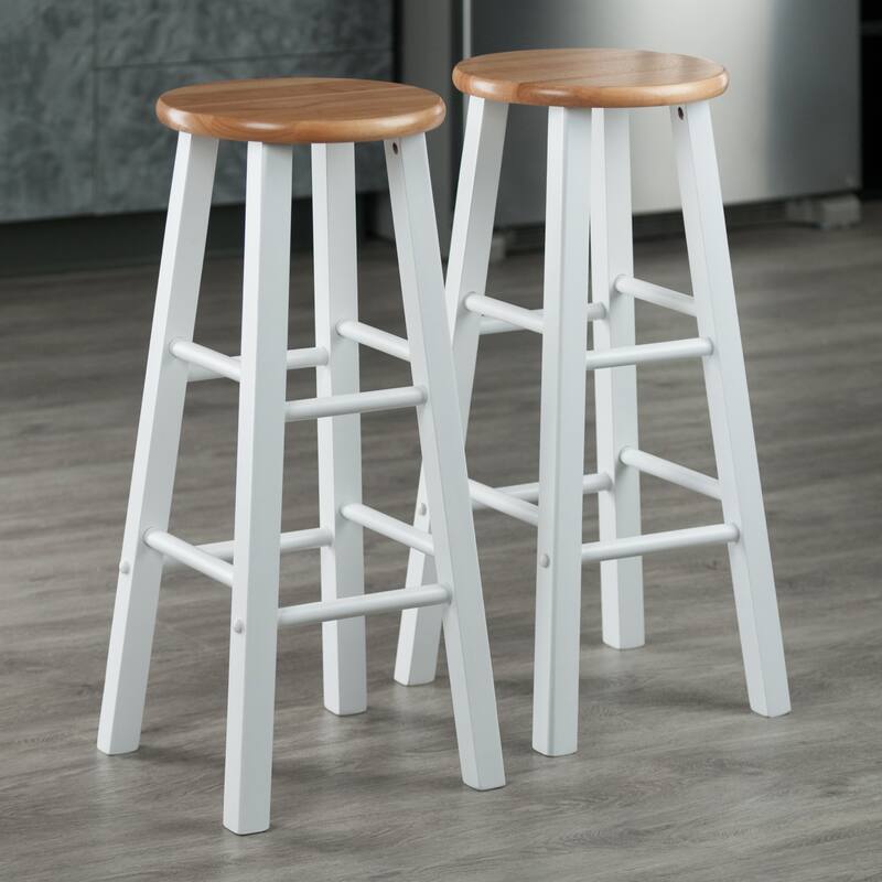 Element 2-Pc Bar Stool Set - 13.58 x 13.58 x 28.98 inches - Natural / White